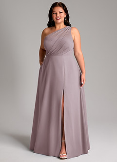 Azazie Phaedra Abiti da Damigella Abito A-Line in Chiffon Monospalla Dusk image12