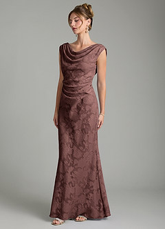Azazie Kieryn Brautjungfernkleider Meerjungfrau-Linie Plissee Blumen-Burnout Kleid Espresso image3