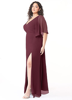 Azazie Cierra Bridesmaid Dresses Cabernet A-Line V-Neck Chiffon Dress image11