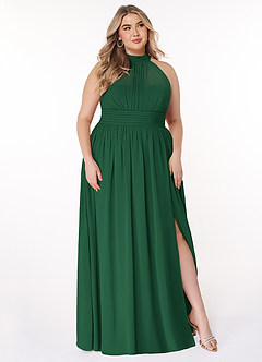 Azazie Iman Bridesmaid Dresses Dark Green A-Line A-Line Ruched Chiffon Dress image11
