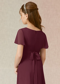 Azazie Induh Junior Cabernet A-Line Ruched Chiffon Dress image5