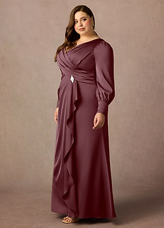 Azazie Petrina Mother of the Bride Dresses Sangria Mermaid Pleated Stretch Satin Dress image5