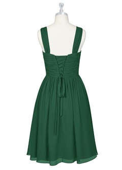 Azazie Angie Robes de demoiselle d'honneur Robe Trapèze en Mousseline de soie Corset Vert Foncé image8