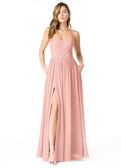Azazie Cora Bridesmaid Dresses Rosette A-Line Pleated Chiffon Dress image1