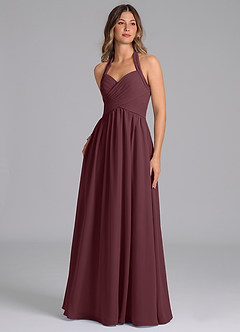 Azazie Darlyn Brautjungfernkleider A-Linie Plissee Chiffon Kleid Sangria image1