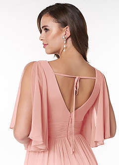 Azazie Temeka Bridesmaid Dresses Rosette A-Line Ruched Chiffon Dress image5