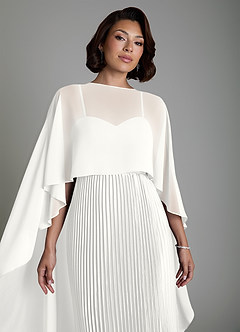 Azazie Micah Vestidos de damas de honor Vestido Blanco de Satén Elástico de Línea A Convertible con Corsé image3