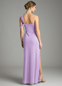 Azazie Tati Final Sale Lilac Sheath Off the Shoulder Mesh Dress image5