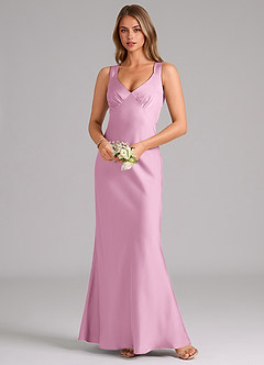 Azazie Kamila Brautjungfernkleider Eine Linie Plissee Stretch-Satin Kleid Bonbonrosa image4