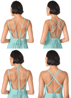 Azazie Farren Abiti da Damigella Abito Convertibile A-Line in Chiffon Plissettato Acqua image9
