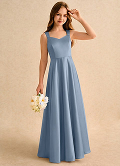 Azazie Makani Girls Formal Sukienki dla dziewczynek sypiących kwiaty Linia A Dekolt w kształcie serca Matowy satynowy Długość podłogi Sukienka image5