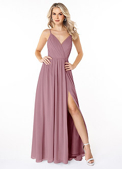 Azazie Gracie Final Sale Vintage Mauve A-Line Pleated Chiffon Dress image1