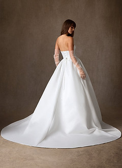 Azazie Harper Vestidos de noiva Vestido Diamante Branco de Cetim de Vestido de baile com Sem Alças image4