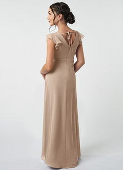 Azazie Claudine Junior Taupe A-Line Pleated Chiffon Dress image4
