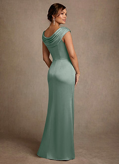 Azazie Irvine Mère de la mariée Robes Robe Trapèze en Satin extensible Plissée Sauge D'argent image2