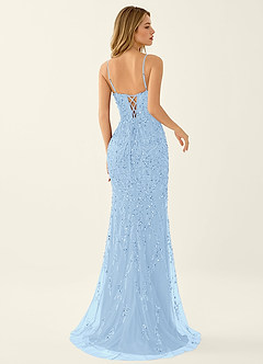 Zivah Light Blue Beaded Corset Lace Up Back Mermaid Dress image5