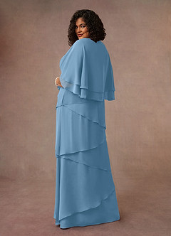Azazie OHara Mother of the Bride Dresses Steel Blue A-Line V-Neck Chiffon Dress image11