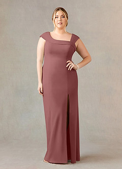 Azazie Ellen Mother of the Bride Dresses Desert Rose Sheath Side Slit Stretch Crepe Dress image1