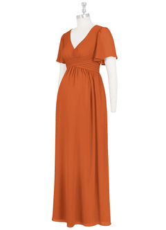 Azazie Verna Maternity Bridesmaid Dresses A-Line V-Neck Ruched Chiffon Floor-Length Dress image9
