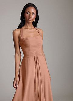 Azazie Clarisa Vestidos de damas de honor Vestido de Bronceador de Gasa de Corte en A con Plisado image3