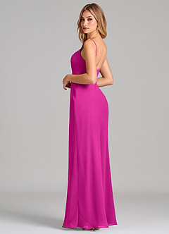 Azazie Tianna Final Sale Fuchsia Sheath Chiffon Dress image5