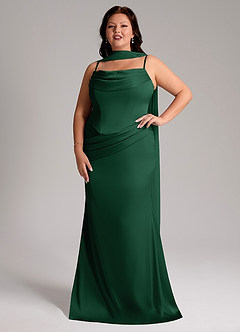 Azazie Sorrel Bridesmaid Dresses Dark Green Mermaid Strapless Stretch Satin Convertible Dress image7