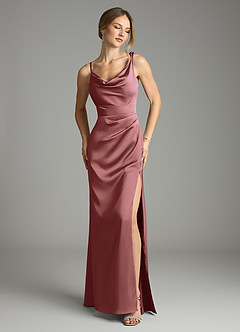 Azazie Samara Bridesmaid Dresses Amethyst Mermaid Pleated Stretch Satin Dress image1