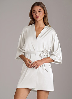front Bridal Satin Embroidered Robe