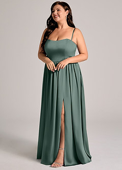 Azazie Calianna Bridesmaid Dresses Sea Moss A-Line Off the Shoulder Stretch Satin Convertible Dress image10