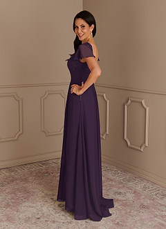 Azazie Gwenyth Mother of the Bride Dresses Plum A-Line Lace Chiffon Dress image7