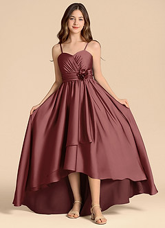 Azazie Catalina Junior Jurk van Stretch Satijn met A-Lijn Sweetheart Halslijn Amethist image4