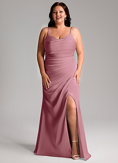 Azazie Deandra Brautjungfernkleider Meerjungfrau-Linie Plissee Stretch-Satin Kleid Vintage Mauve image9