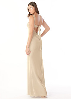 Azazie Audre Bridesmaid Dresses Champagne Mermaid Pleated Chiffon Dress image4