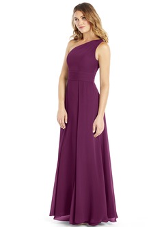 Azazie Dallas Bridesmaid Dresses Raspberry A-Line One Shoulder Chiffon Dress image17