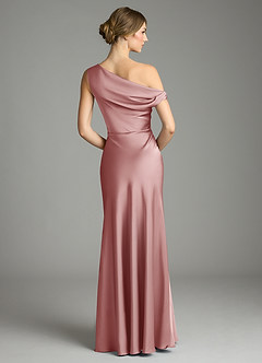 Azazie Emerson Bridesmaid Dresses Dusty Rose Mermaid Off the Shoulder Stretch Satin Dress image3