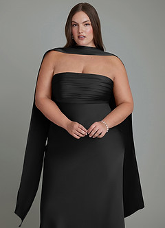 Azazie Saylor Brautjungfernkleider Meerjungfrau-Linie Schulterfrei Stretch-Satin Kleid Schwarz image18