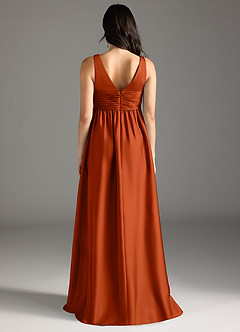 Azazie Yetta Maternity Bridesmaid Dresses A-Line Pleated Stretch Satin Floor-Length Dress image7