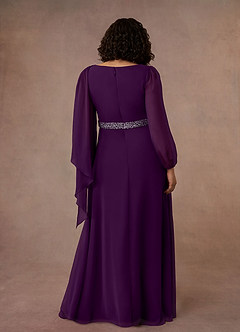 Azazie Priyanka Mother of the Bride Dresses Grape A-Line Boatneck Pleated Chiffon Dress image8