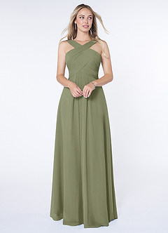 Azazie Kaleigh Bridesmaid Dresses Pistachio A-Line Pleated Chiffon Dress image1