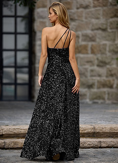 Opulent Black Velvet Sequins Prom Dress image2