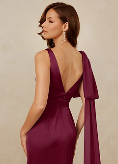 Christian Siriano Bridal for Azazie 1011 Bridesmaid Dresses Mulberry Mermaid Bow Stretch Satin Dress image4