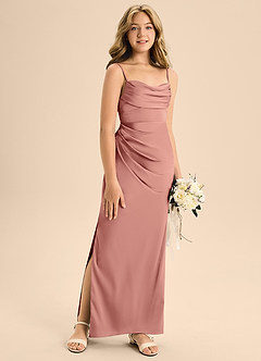 Azazie Mai Junior Rosette A-Line Sweetheart Neckline Stretch Satin Dress image3
