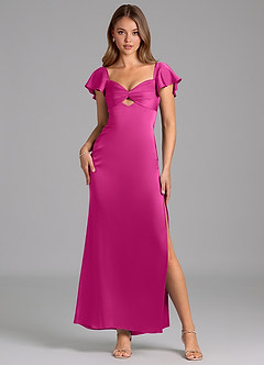 Azazie Demia 신부 들러리 드레스 쉬스 스윗하트 네크라인 스트레치 새틴 발목 길이 드레스 image1