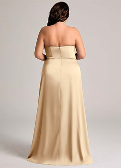Azazie Wren Bridesmaid Dresses Champagne A-Line Strapless Stretch Satin Convertible Dress image9