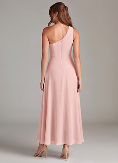 Azazie Brooke Bridesmaid Dresses Powder Pink A-Line One Shoulder Chiffon Dress image5