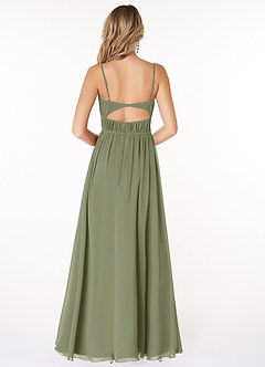 Azazie Yanelie Final Sale Pistachio A-Line Scoop Pleated Chiffon Dress image2