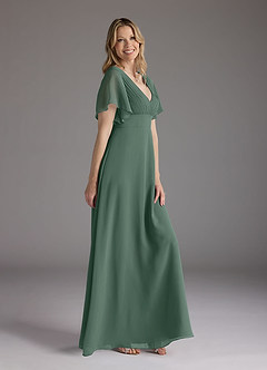 Azazie Alessa Mother of the Bride Dresses Sea Moss A-Line V-Neck Pleated Chiffon Dress image2