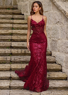 Blazing Burgundy Glitter Prom Dress image5