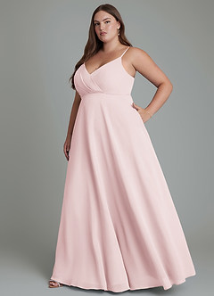 Azazie Amani Bridesmaid Dresses Blushing Pink A-Line Pleated Chiffon Dress image10