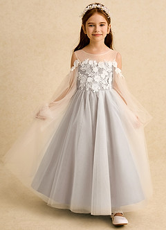 Azazie Zimi vestidos de niña de las flores Vestido de Escarcha de Tul de Princesa con Escote de Corazón image7